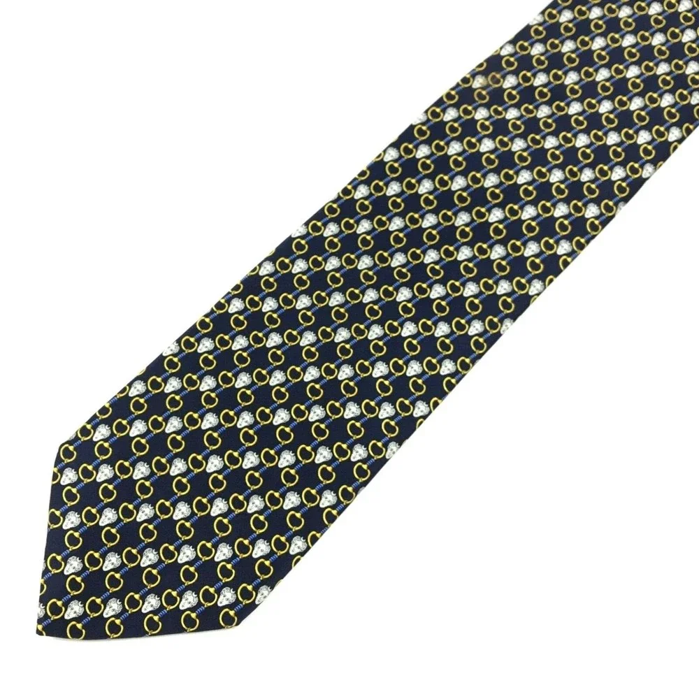 Sinsabang Tie Royal Queen Chains Blue Pure Silk Men's Necktie Made in Korea
